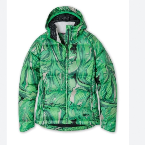 Stio Jackets & Coats New Stio Hometown Down Hooded Jacket Packable Green Marble Swirl Poshmark